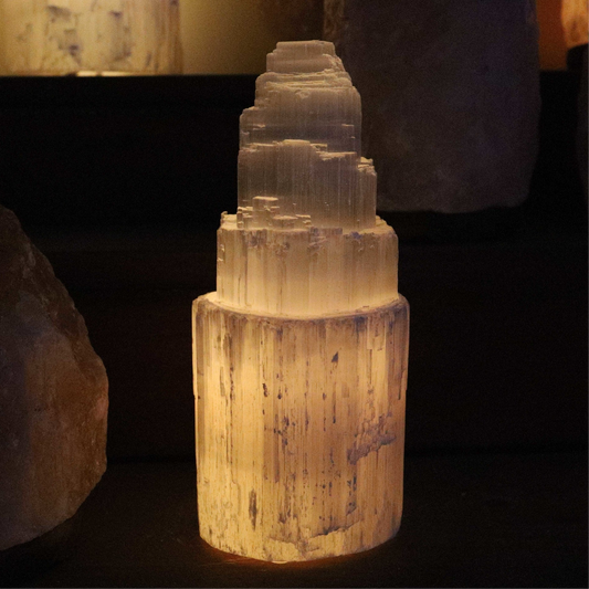 Large Selenite Crystal Mountain Lamp