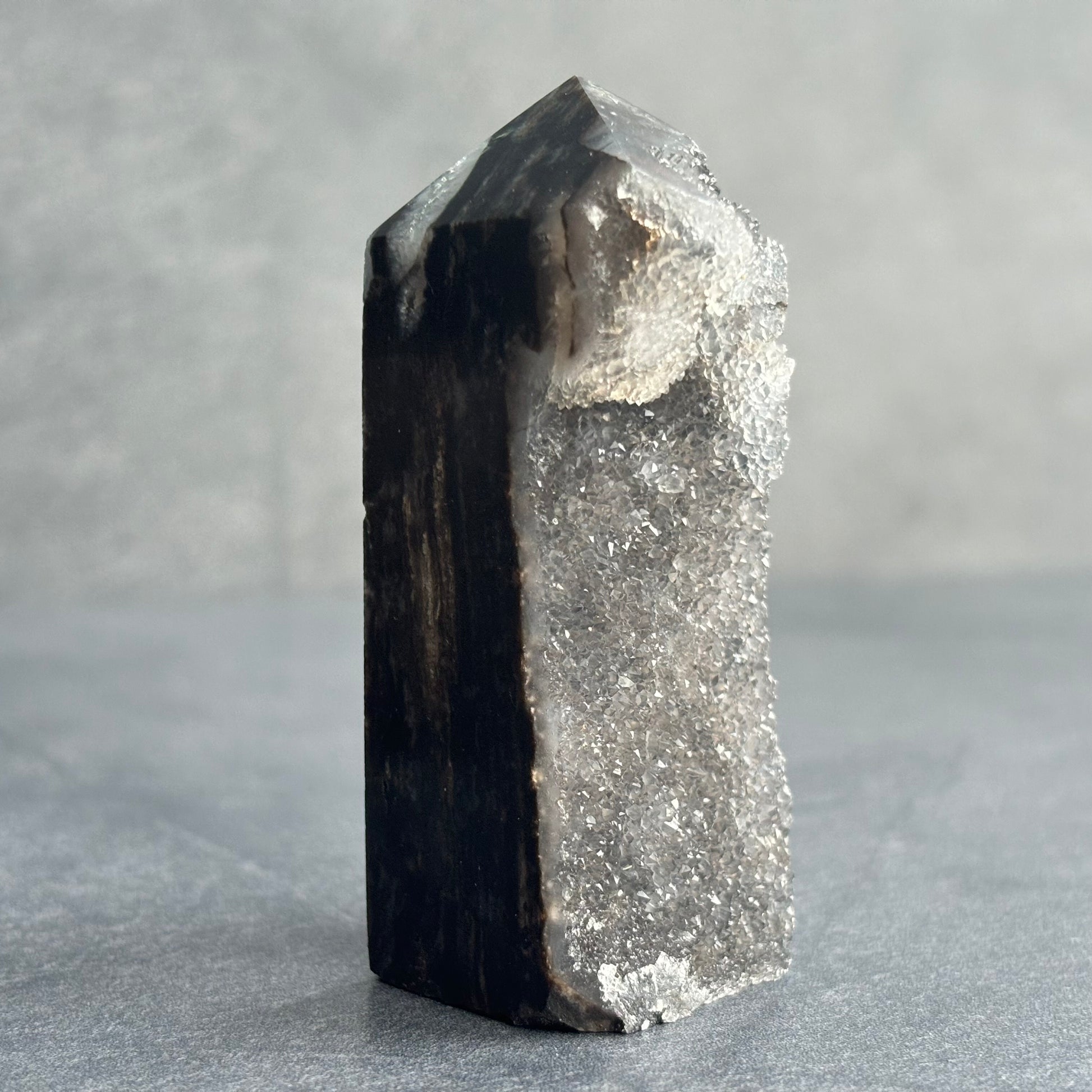 Black Sphalerite Druzy Crystal Tower 