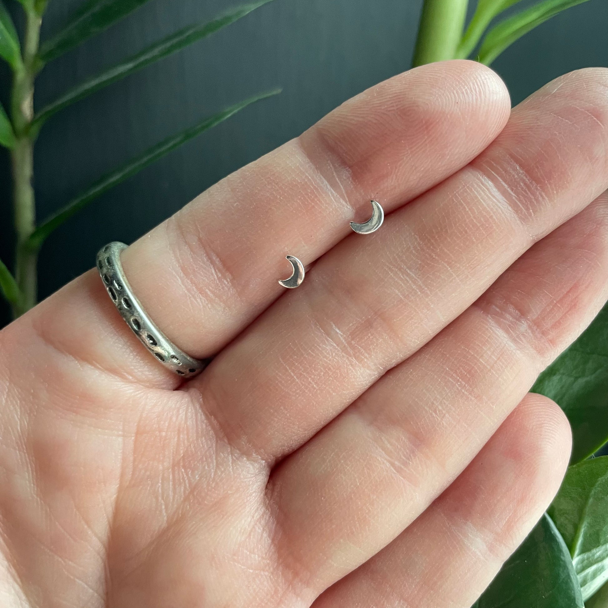 Crescent Moon Sterling Silver Stud Earrings | Disappear Here