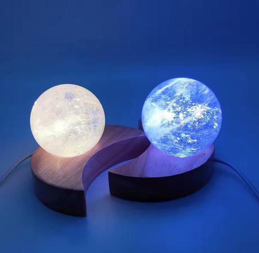 Colour Changing Crescent MOON LED Crystal Display Light Base