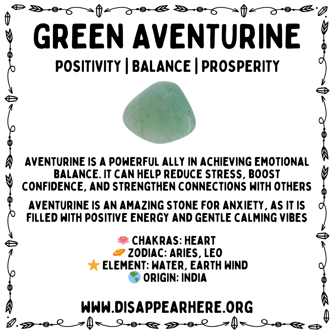 Green Aventurine Crystal Information Card