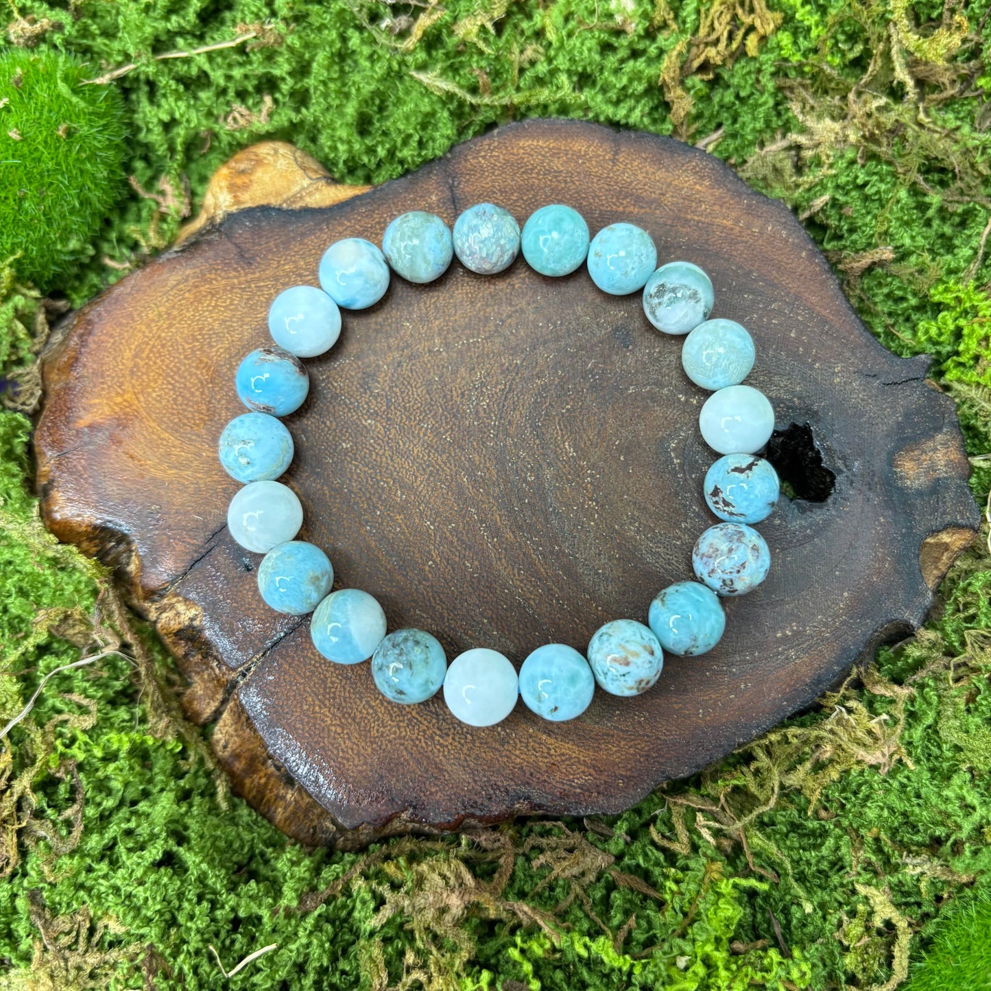 Larimar 9.5mm Crystal Bracelet B-Grade