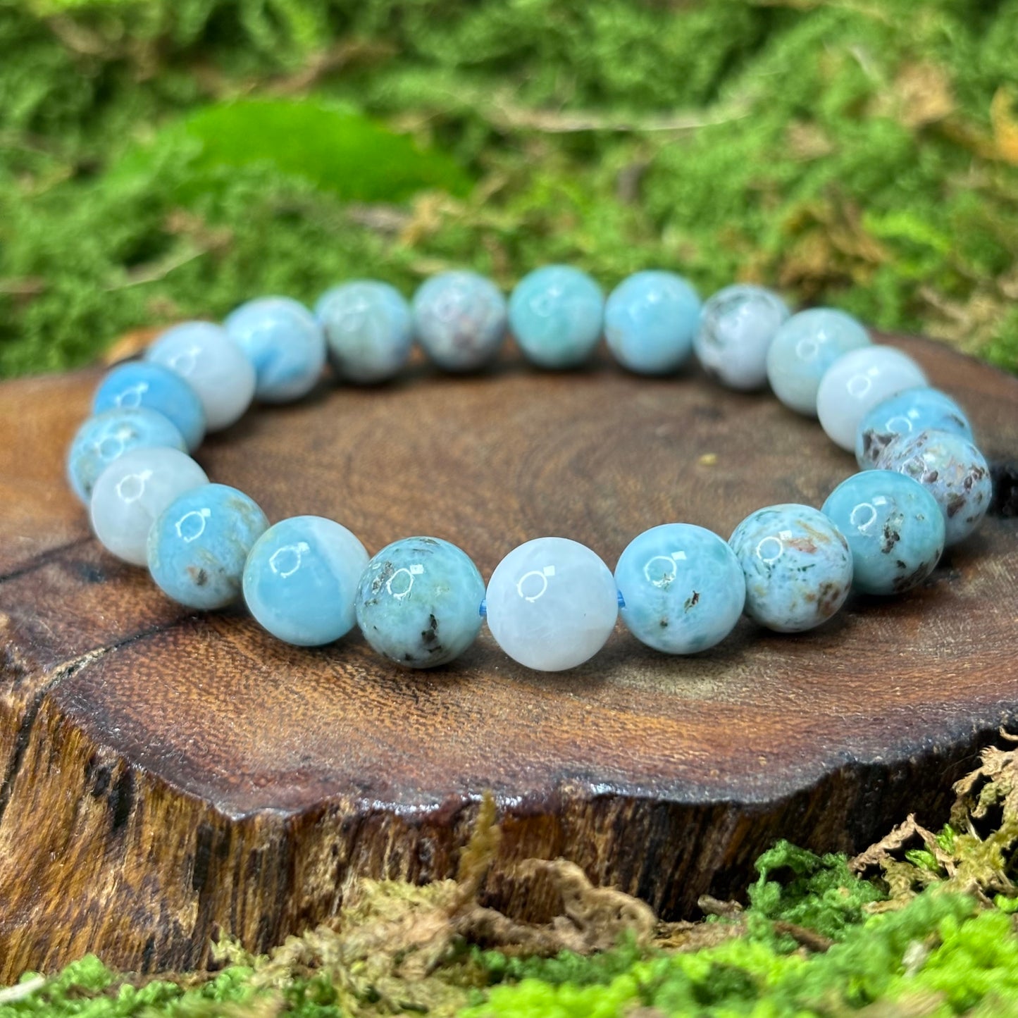 Larimar 9.5mm Crystal Bracelet B-Grade
