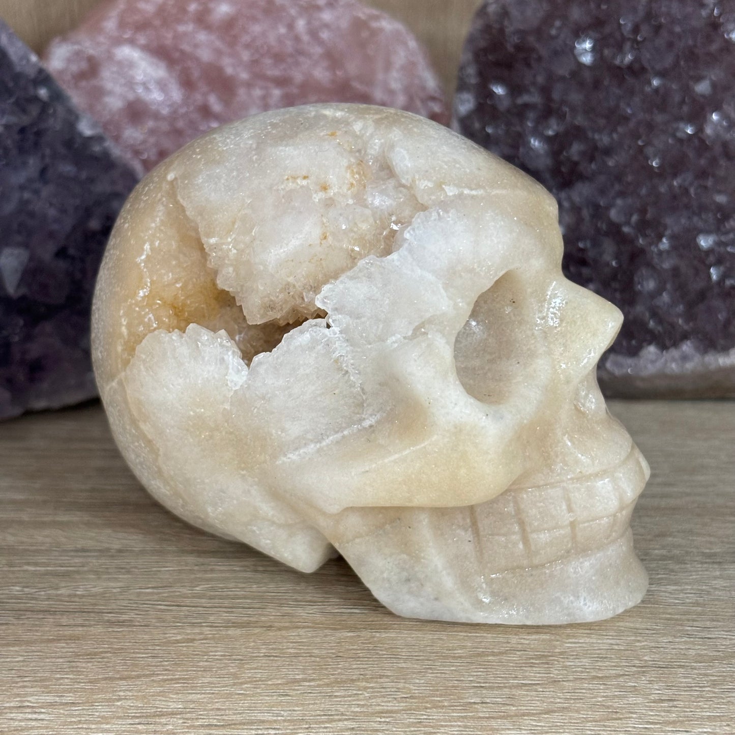 Large Pink Amethyst Crystal Skull