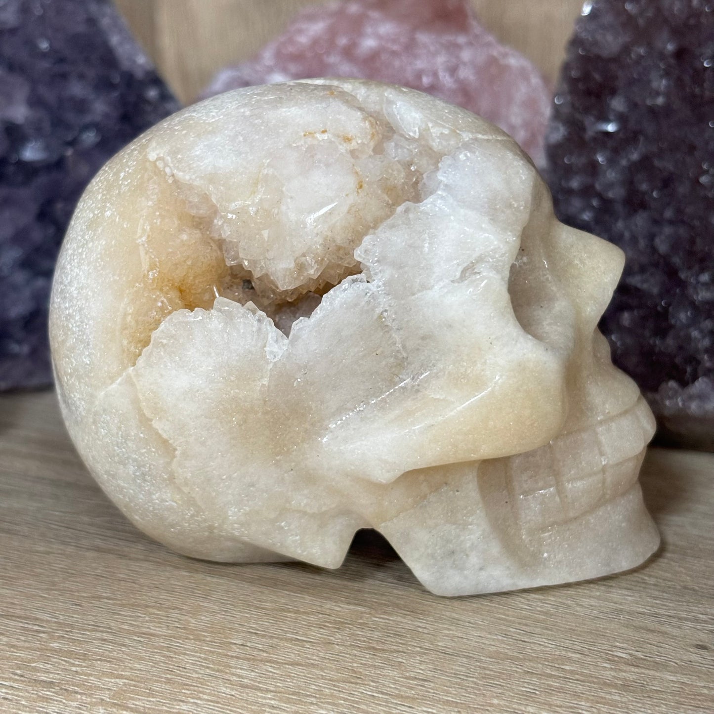 Large Pink Amethyst Crystal Skull