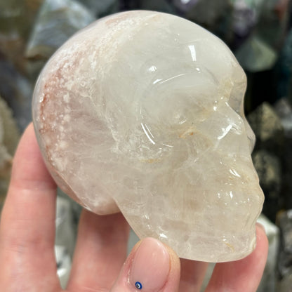 Large Cherry Blossom Agate Crystal Skull