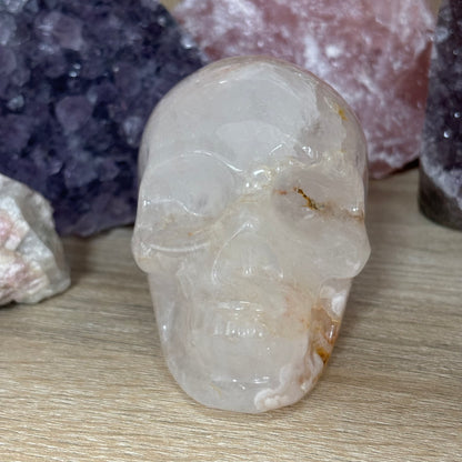 Large Cherry Blossom Agate Crystal Skull