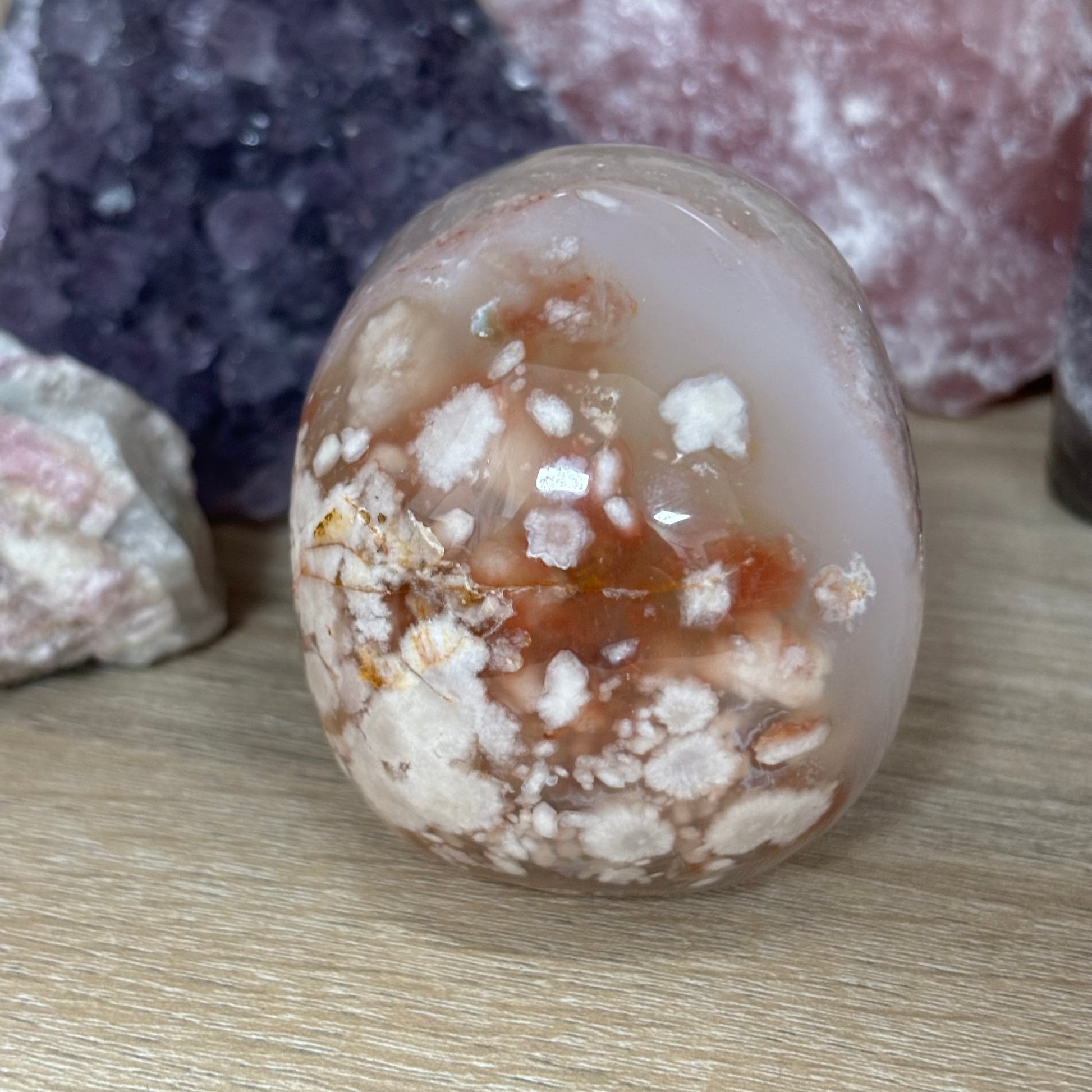 Large Cherry Blossom Agate Crystal Skull