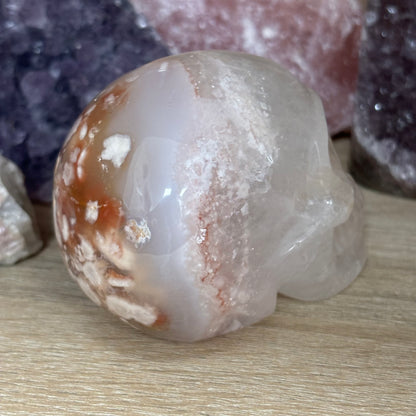 Large Cherry Blossom Agate Crystal Skull