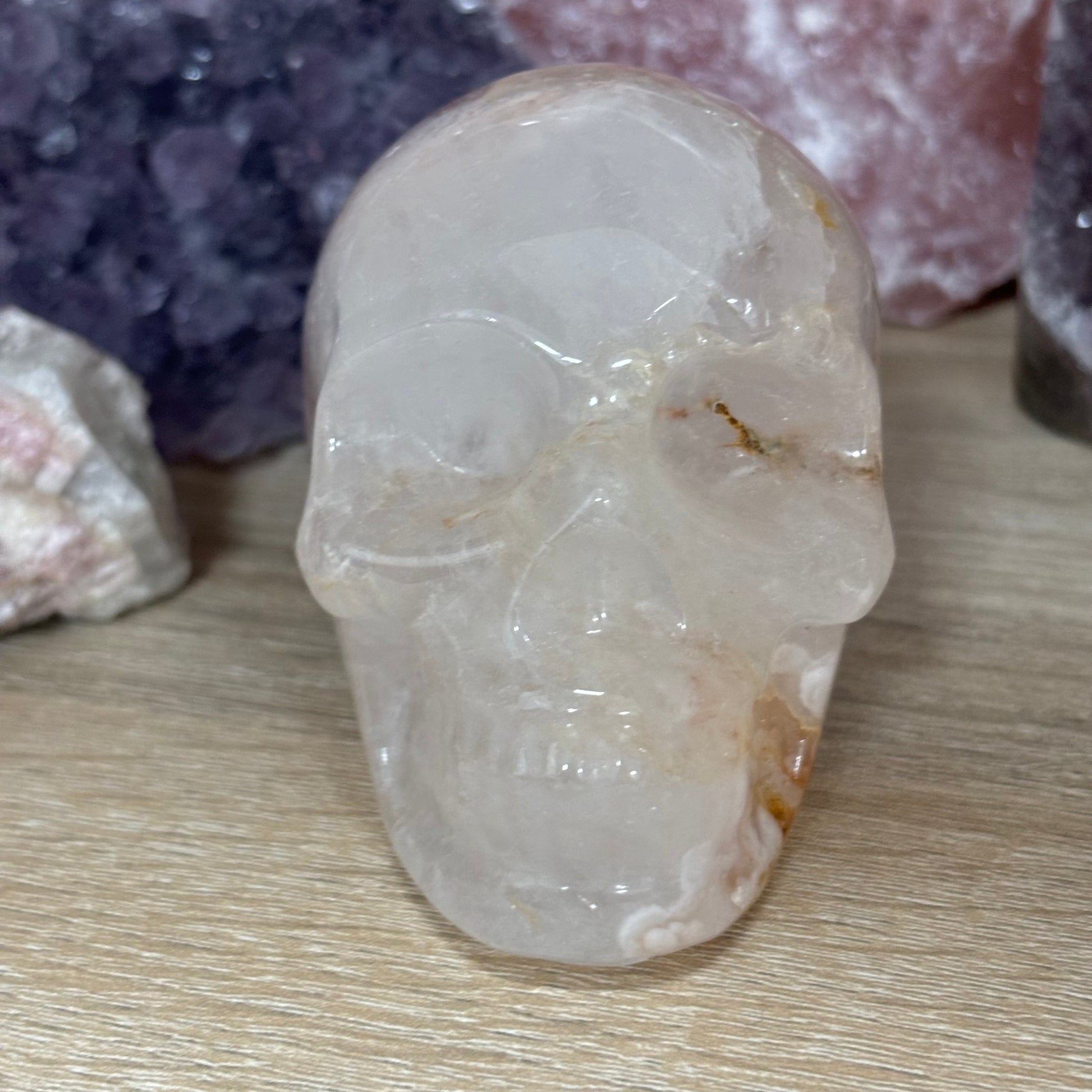 Large Cherry Blossom Agate Crystal Skull