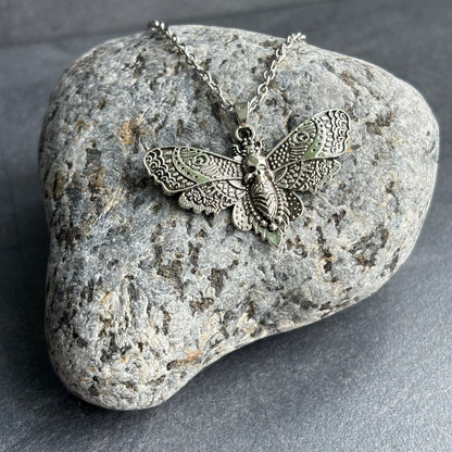 Death Moth Silver Necklace