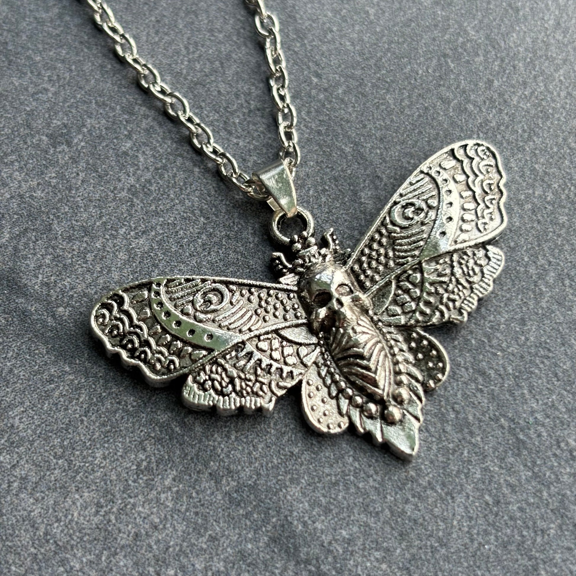 Death Moth Silver Necklace