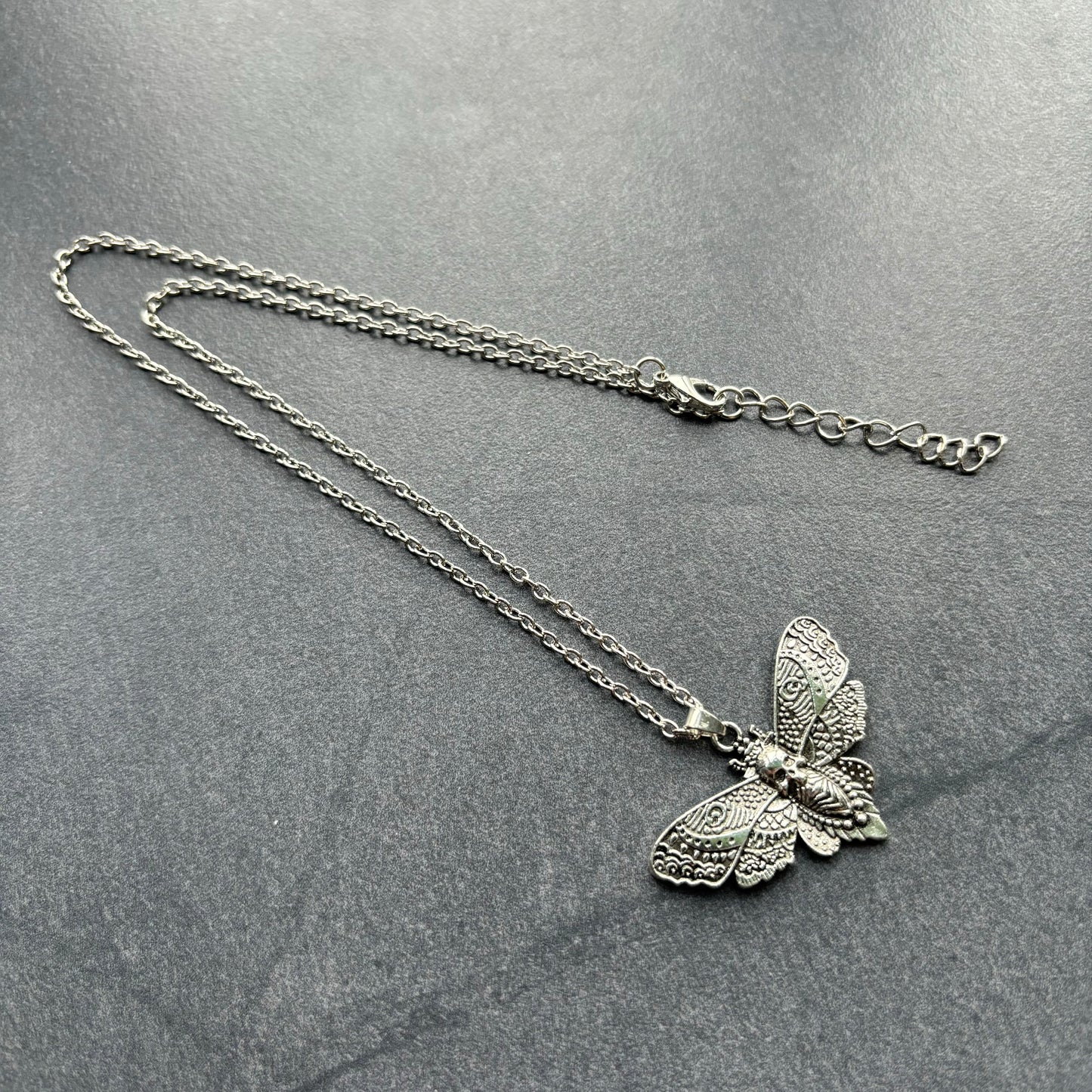 Death Moth Silver Necklace