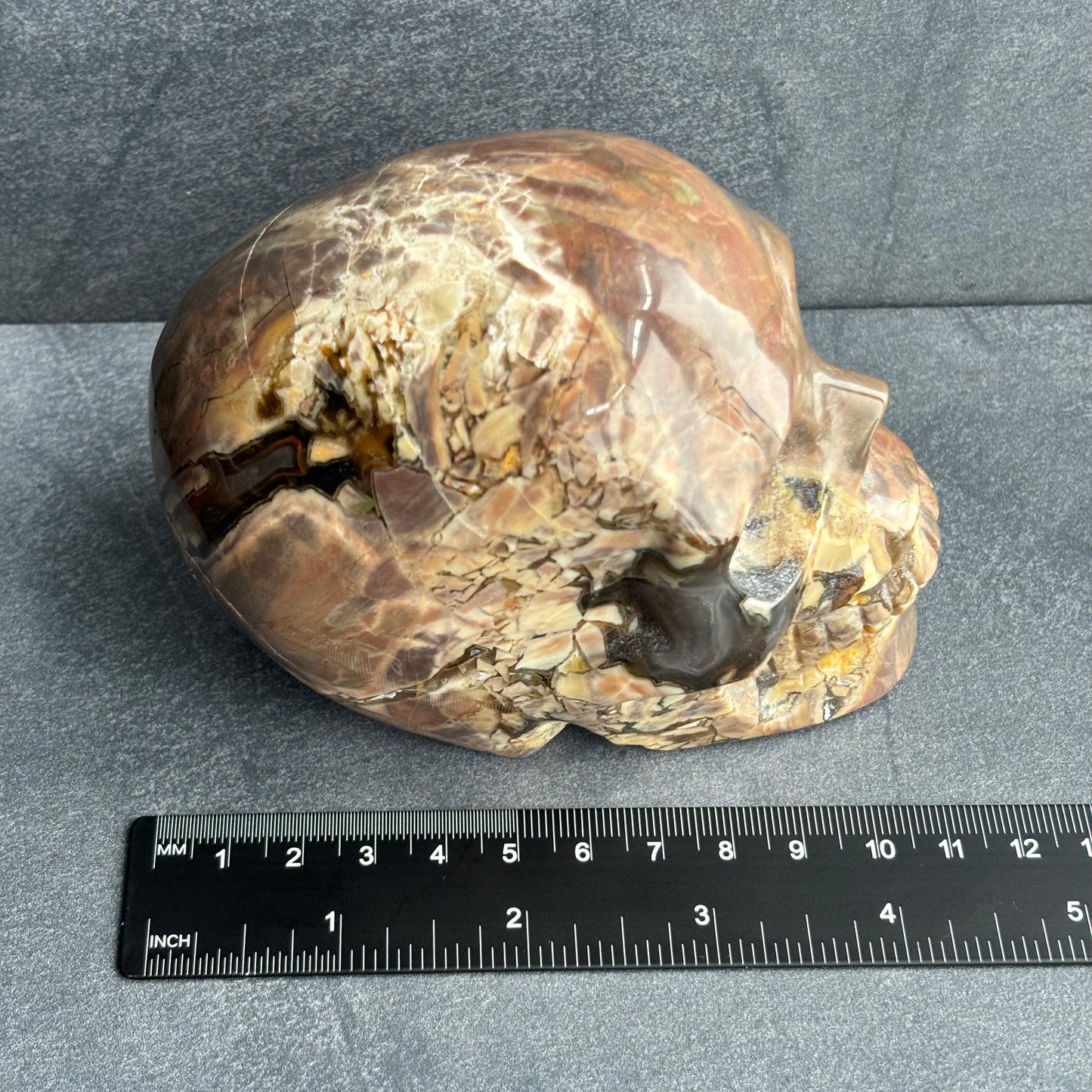 Large Dinosaur Egg Agate Skull Carving