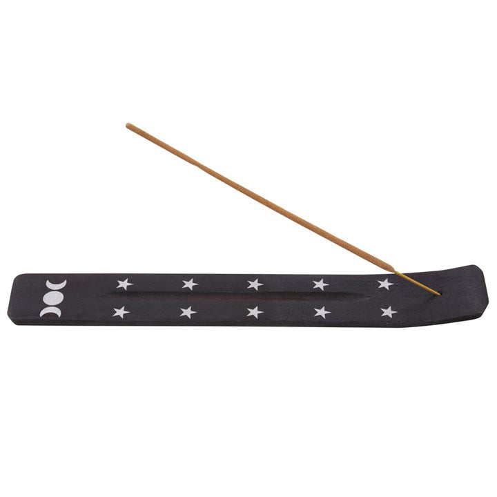 Black Triple Moon Mango Wood Incense Holder