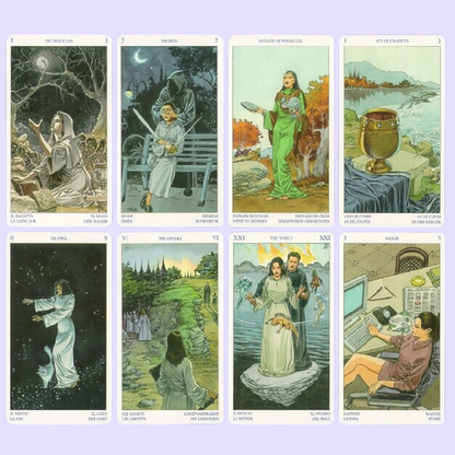 Pagan Tarot - Combining Wiccan traditions and modern lifestyles, this deck portrays the experiences of the contemporary Witch and Pagan priestess. Based on elemental dignities and the traditional Tarot structure, it portrays the experiences of the modern Witch and pagan priestess. An indispensable tool for Pagans seeking guidance for mundane problems and spiritual concerns and a must for those following the Wiccan path