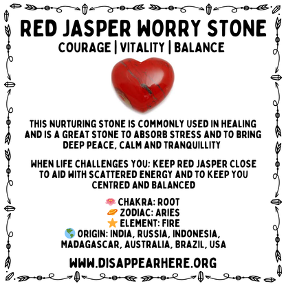 Mini pierre d'inquiétude en forme de cœur en jaspe rouge