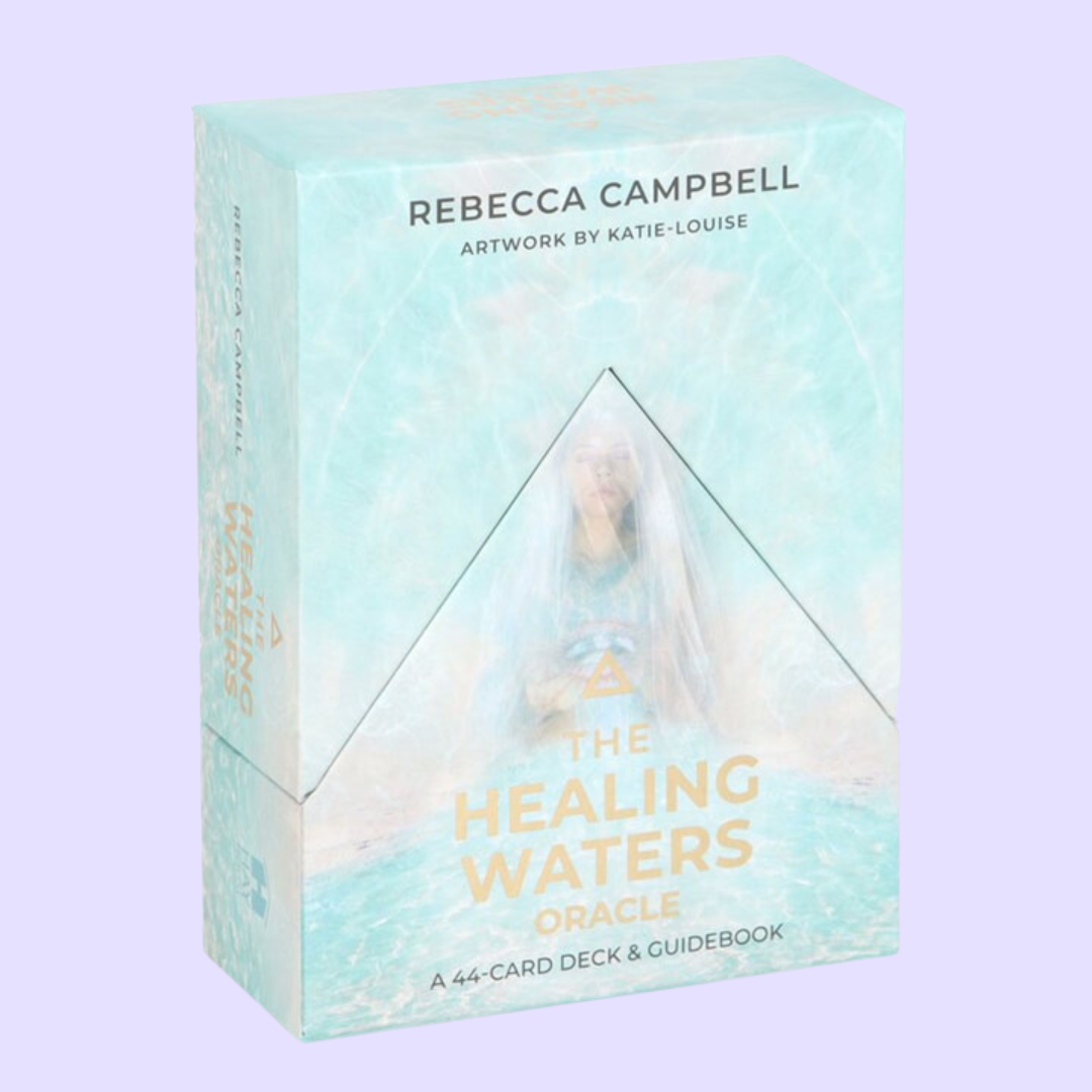 The Healing Waters Oracle card deck by Rebecca Campbell includes a 44-card deck and 176 page guidebook. This deck uses the healing power of water to deepen the user's spiritual connection and nurture the mind, body and soul. Beautifully presented in a matching box and illustrated by Katie-Louise