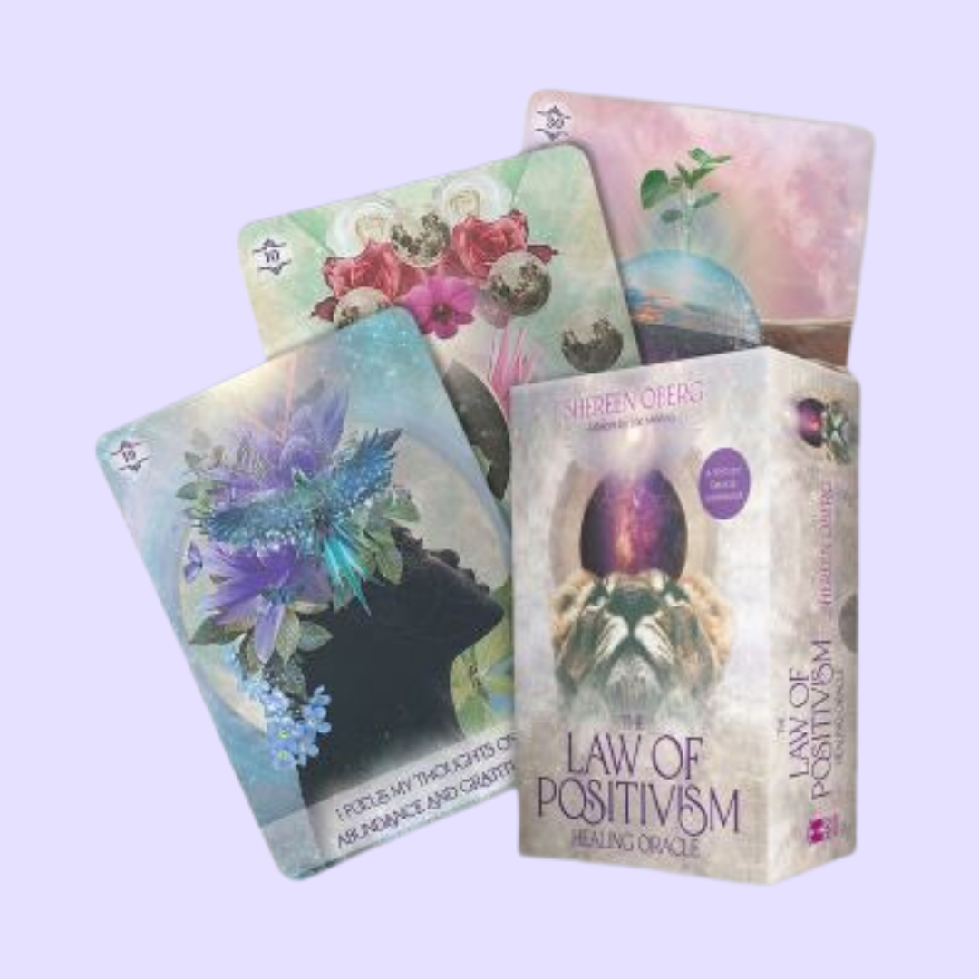 The Law of Positivism Healing Oracle card deck by Shereen Oberg includes a 50-card deck and 152 page guidebook. This deck allows the user to attract good vibes and positivity into their lives through the use of stunning imagery and spiritual guidance. Beautifully presented in a matching box and illustrated by Lori Menna