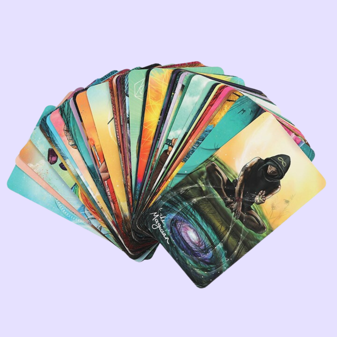 The Light Seer's Tarot card deck by Chris-Anne Donnelly includes a 78-card deck and helpful guidebook. This deck explores the power of light and darkness to help the user better understand their true nature. Beautifully presented in an illustrated box