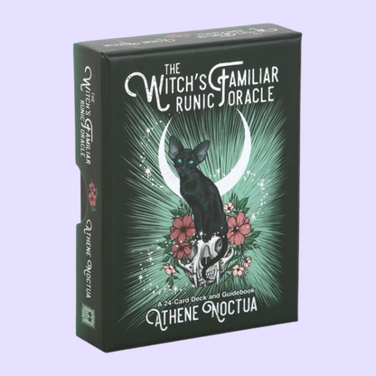 The Witches Familiar Runic Oracle Cards - Owls, ravens, snakes, and other magical animals dance across these cards. Each animal embodies the meanings, qualities, and energies of the various runes they have been chosen to symbolize. These cards are perfect for daily divination practice or as a tool to focus energy during rituals and ceremonies. Ask the cards for guidance, luck, protection, or new love. Author Athene Noctua provides a helpful introductory guide to the featured runes and their interpretations