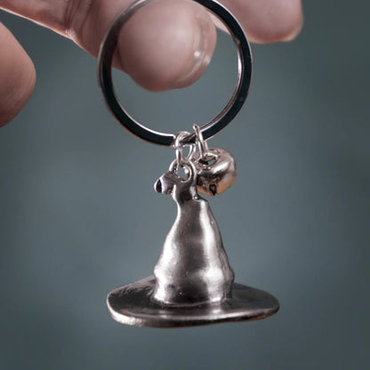 Silver Witch's Hat Keyring with Bell