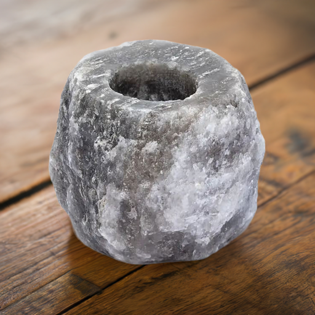 Grey Himalayan Rock Salt Candle Holder