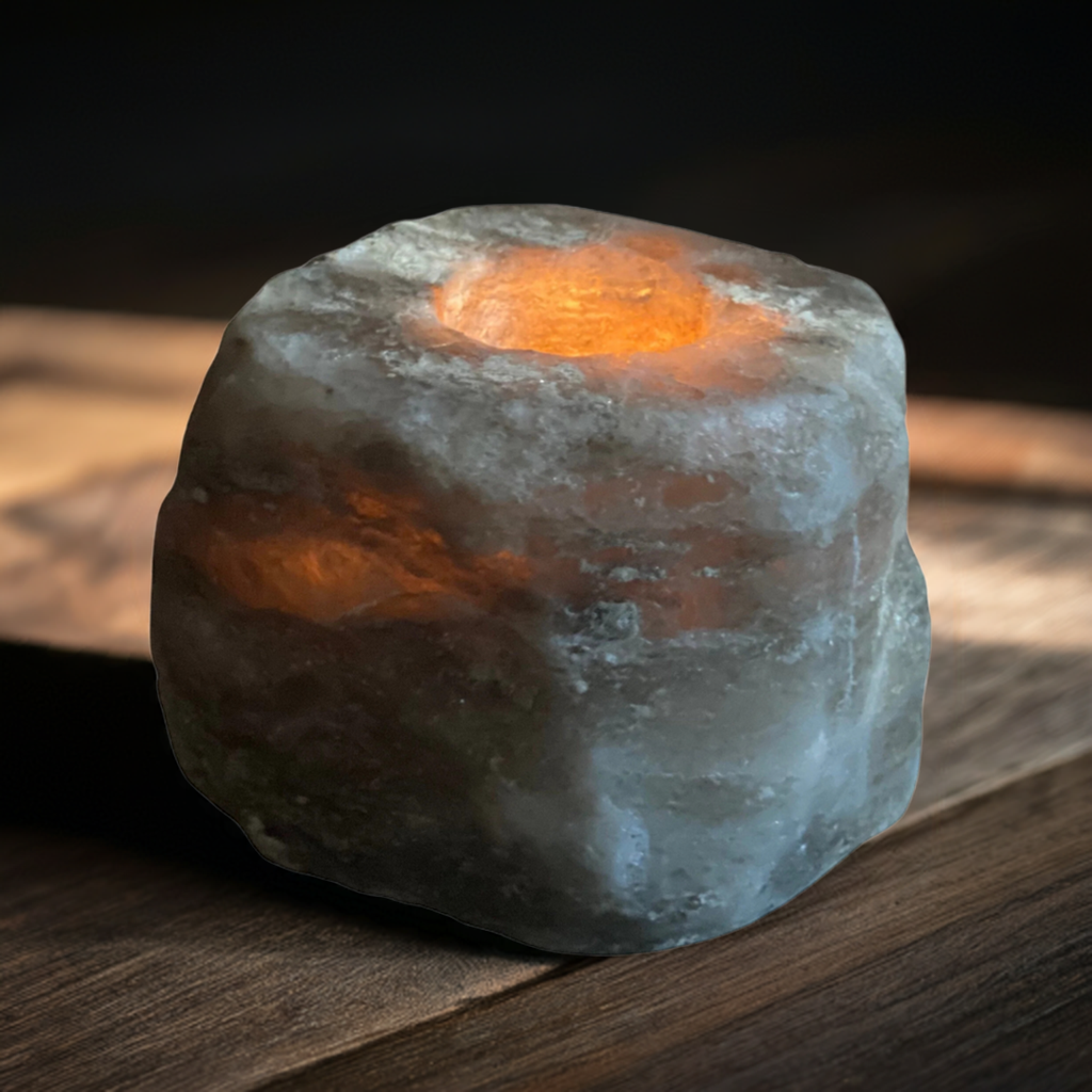 Grey Himalayan Rock Salt Candle Holder