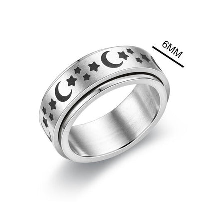 Moons and Stars Spinning Anxiety Ring