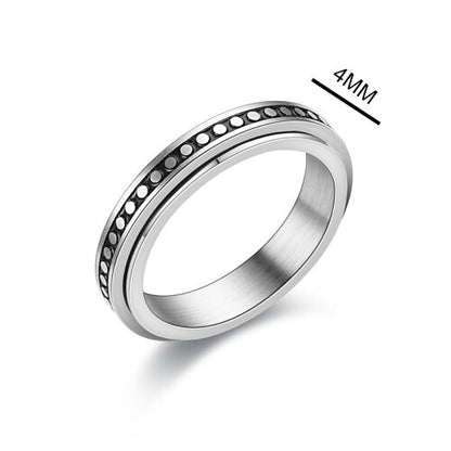 Stay cool, calm, and collected while you fidget with this silver spinning anxiety ring!