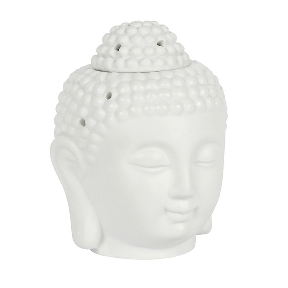 Bring peace and tranquillity to your space with this matt white ceramic Buddha Head oil and wax burner