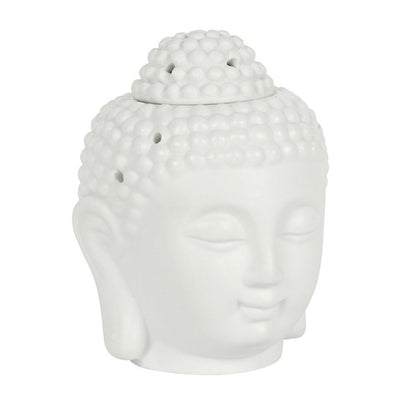 Bring peace and tranquillity to your space with this matt white ceramic Buddha Head oil and wax burner