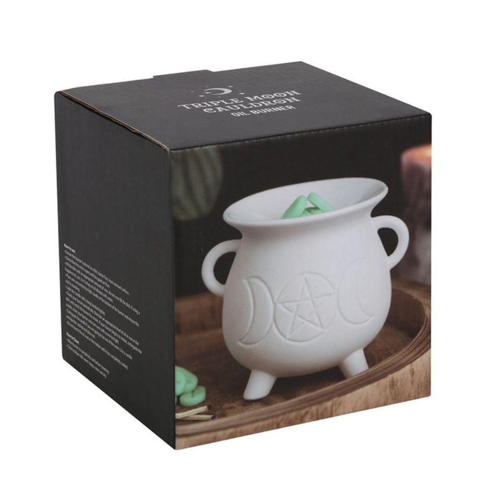 Illuminate your space with this whimsical White Triple Moon Cauldron Oil Burner. Its unique design and functionality create a cosy atmosphere while adding a touch of magic to any room. Perfect for burning your favourite oils and wax melts and creating a serene ambiance. Grab yours now and let the good vibes flow!