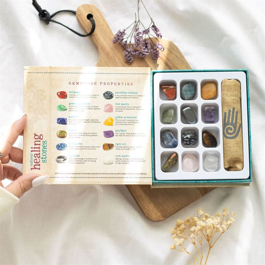 This gift set includes a selection of twelve carefully chosen tumblestones specifically tailored to encourage better health, vitality and general well being. From the balancing energy of red jasper to the calming influence of rose quartz, these genuine crystals offer a diverse range of properties to support emotional well-being and spiritual growth