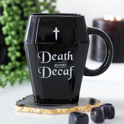 Feel a bit dead inside without your daily caffeine fix? Then this coffin-shaped mug is for you!  Don't let a lack of caffeine kill your vibe. With this coffin-shaped mug, you'll be resurrected every morning!