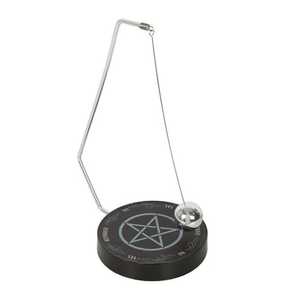 With a mystic pentagram design, this metal decision maker features a spherical pendulum that magically selects one of six responses  Simply ask your desired 'yes' or 'no' question and watch as the pendulum cycles through the possible outcomes and lands on your destiny  Perfect in size for keeping on desktops and side tables for quick decision-making