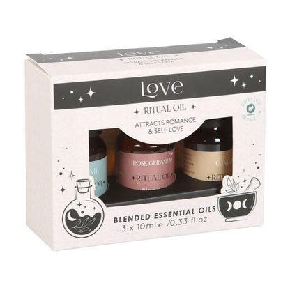 This Set of 3 Love Ritual Blended Essential Oils will create an atmosphere of love, connection, and blissful serenity