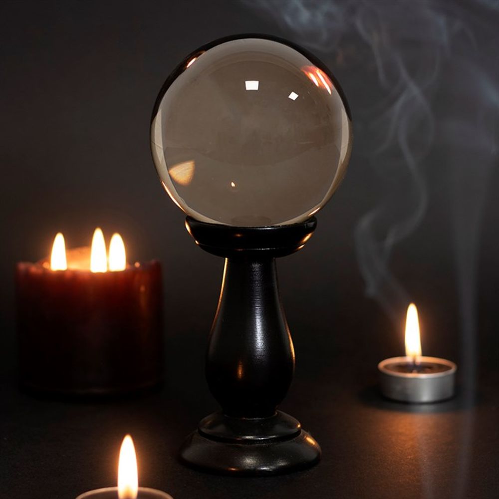 Enhance your home décor with this stunning Smoke Grey Crystal Ball, made from high-quality glass this ball offers 360-degree clarity, perfect for scrying, fortune telling, or as a decorative piece